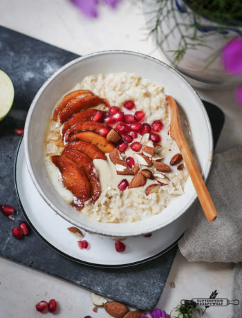 Vollkornreis - Porridge mit karamellisierten Äpfeln, glutenfrei und vegan